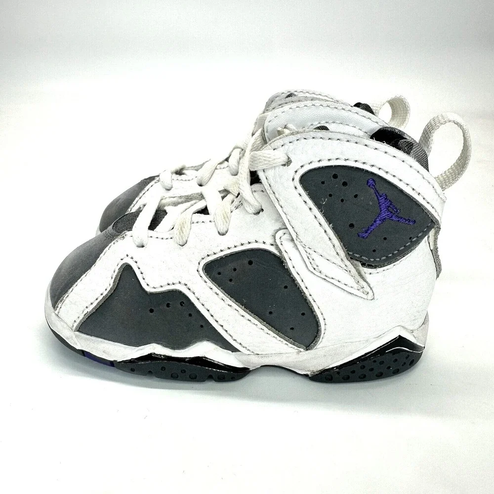Nike Air Jordan VII 7 Baby Toddler Size 6C Gray White Lace Up‎ DJ2776-100
